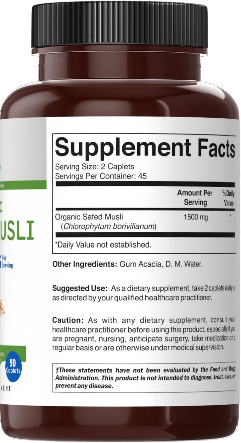 Brieofood Organic Safed Musli 1500mg - 90 Vegetarian Tablets - görsel 4