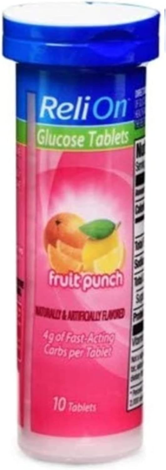 Glucose Tablets Relion – Orange & Fruit Punch (Pack of 2, 20 Tablets Total) with Sticker - görsel 3