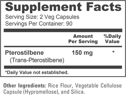 NusaPure Pterostilbene 150mg, 180 Veggie Capsules