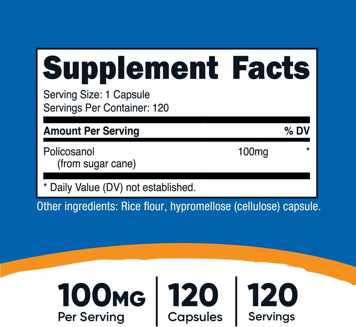Nutricost Policosanol 100mg, 120 Capsules - Gluten-free, Non-GM, and Vegetarian Friendly - görsel 2