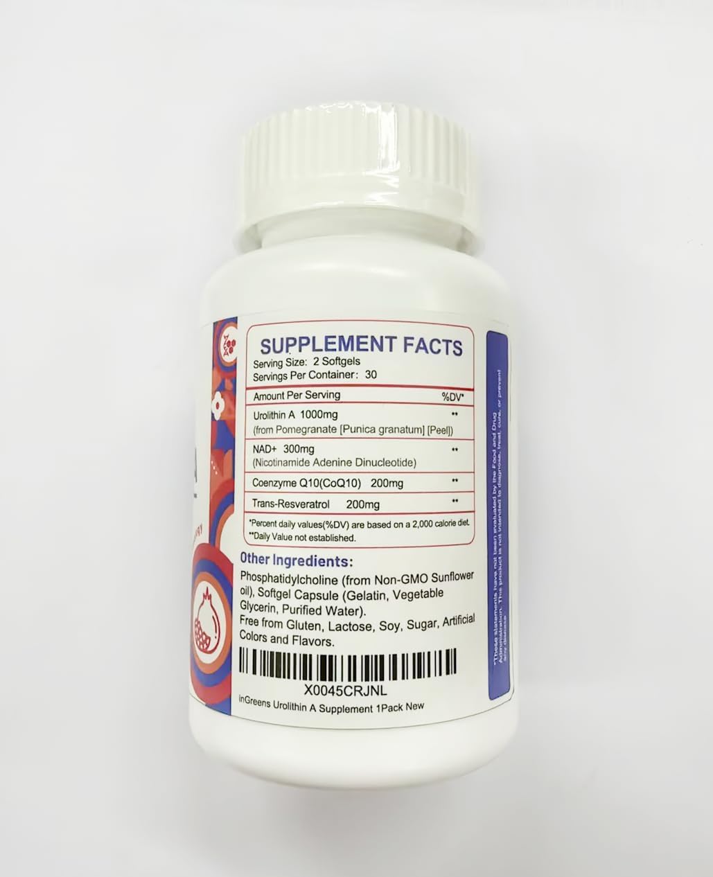 inGreens Urolithin A 1000mg with NAD+ 300mg, CoQ10 200mg and Trans-Resveratrol 200mg Food Supplement (5-Pack) - görsel 3