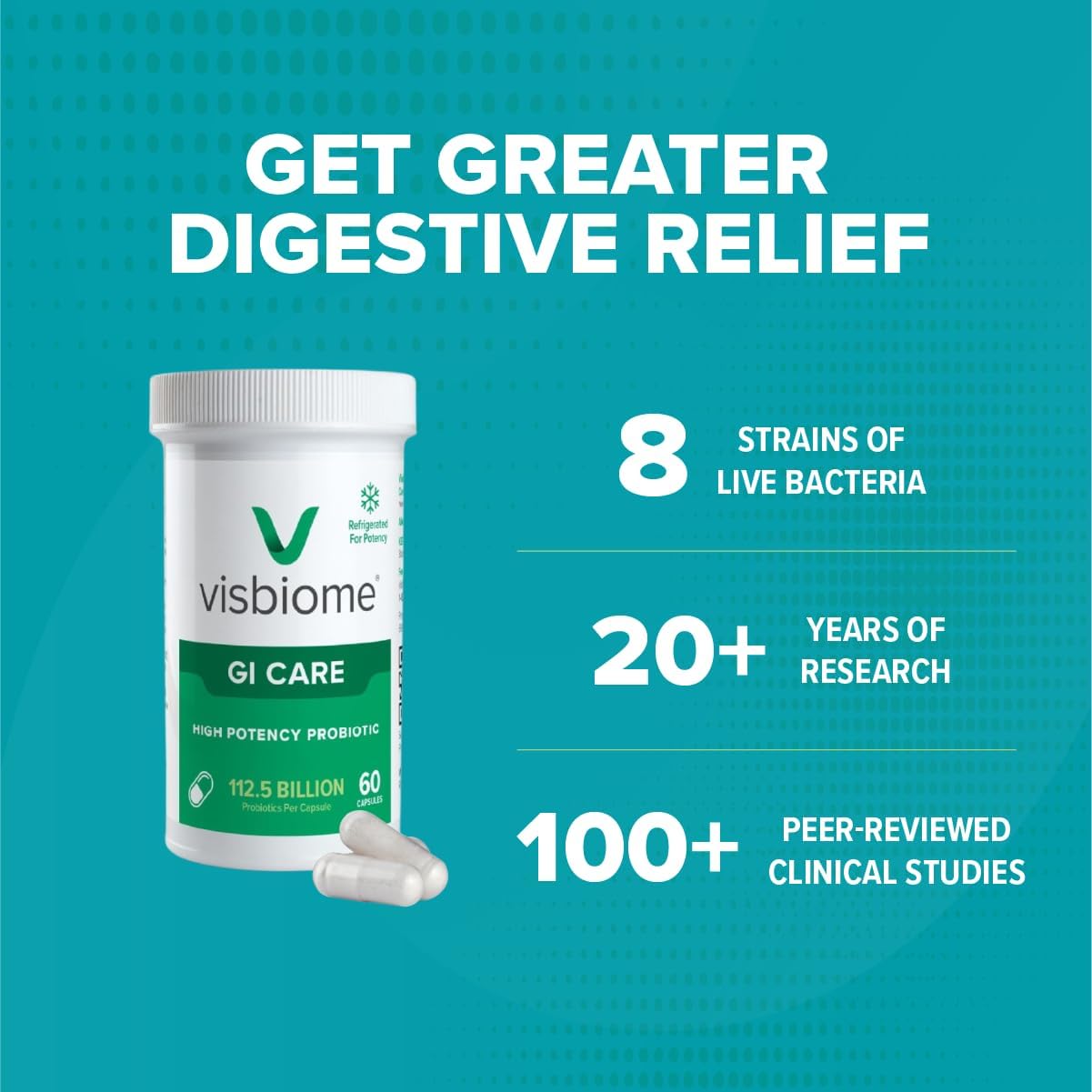 Visbiome GI Care - High Potency Probiotic - 112.5 Billion CFU - 180 Capsules - görsel 2