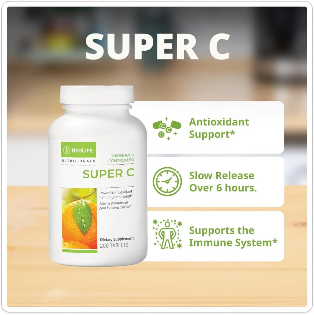NeoLife Super C - Plant Based Vitamin C Supplement, 430mg with Rutin, Hesperidin & Bioflavonoids, 200 Tablets - görsel 2