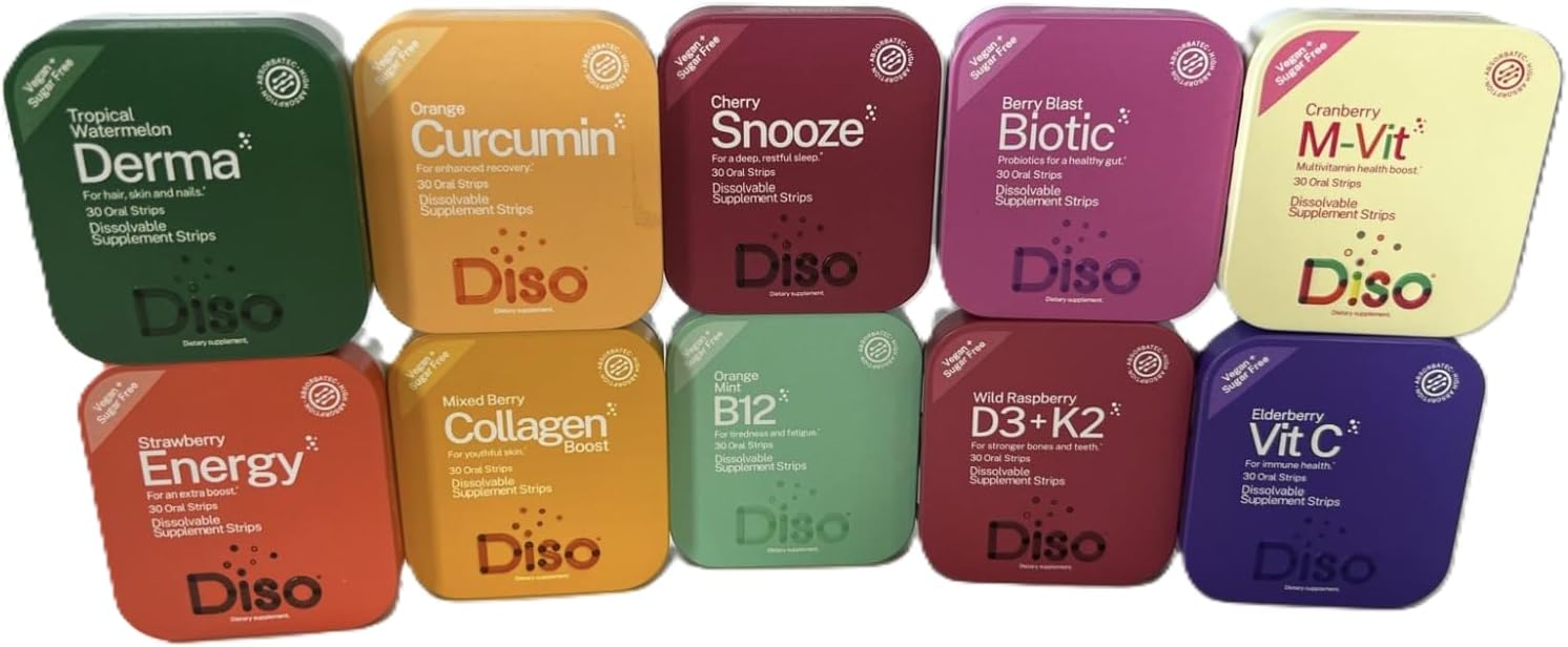 DISO - D3+K2 - Fast-Dissolving Oral Strips, Wild Raspberry Flavour, Vegan, Sugar Free, Maximum Absorption, Gluten-free, for Healthy Bones and Teeth - 30 Individually-Wrapped Dissolvable Strips - görsel 6