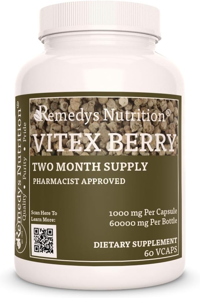 Vitex Berry (Chasteberry) | 1,000 mg, 60 Vegan Capsules Herbal Food Supplement | Two Month Supply - görsel 1