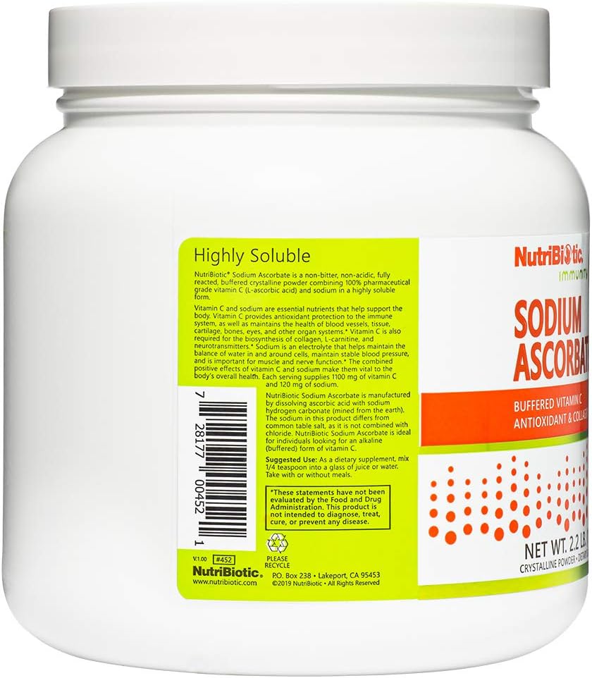NutriBiotic Sodium Ascorbate Buffered Vitamin C Powder, 1 kg – Vegan, Non-Acidic, Easier on Digestion - görsel 6