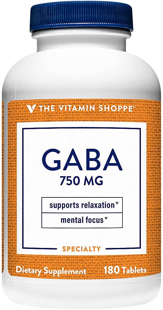 The Vitamin Shoppe GABA 750MG (Gamma-Aminobutyric Acid), Supports Relaxation, (90 Tablets) - görsel 4