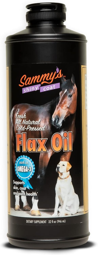 Sammy's Shiny Coat Flaxseed Oil - 100% Pure, Cold-Pressed Omega-3 for Dogs - 946 ml (32 fl oz)
