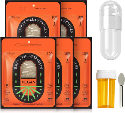 Empty Capsules Size 1 - 100 Count Vegan Capsules for DIY Capsule Filling