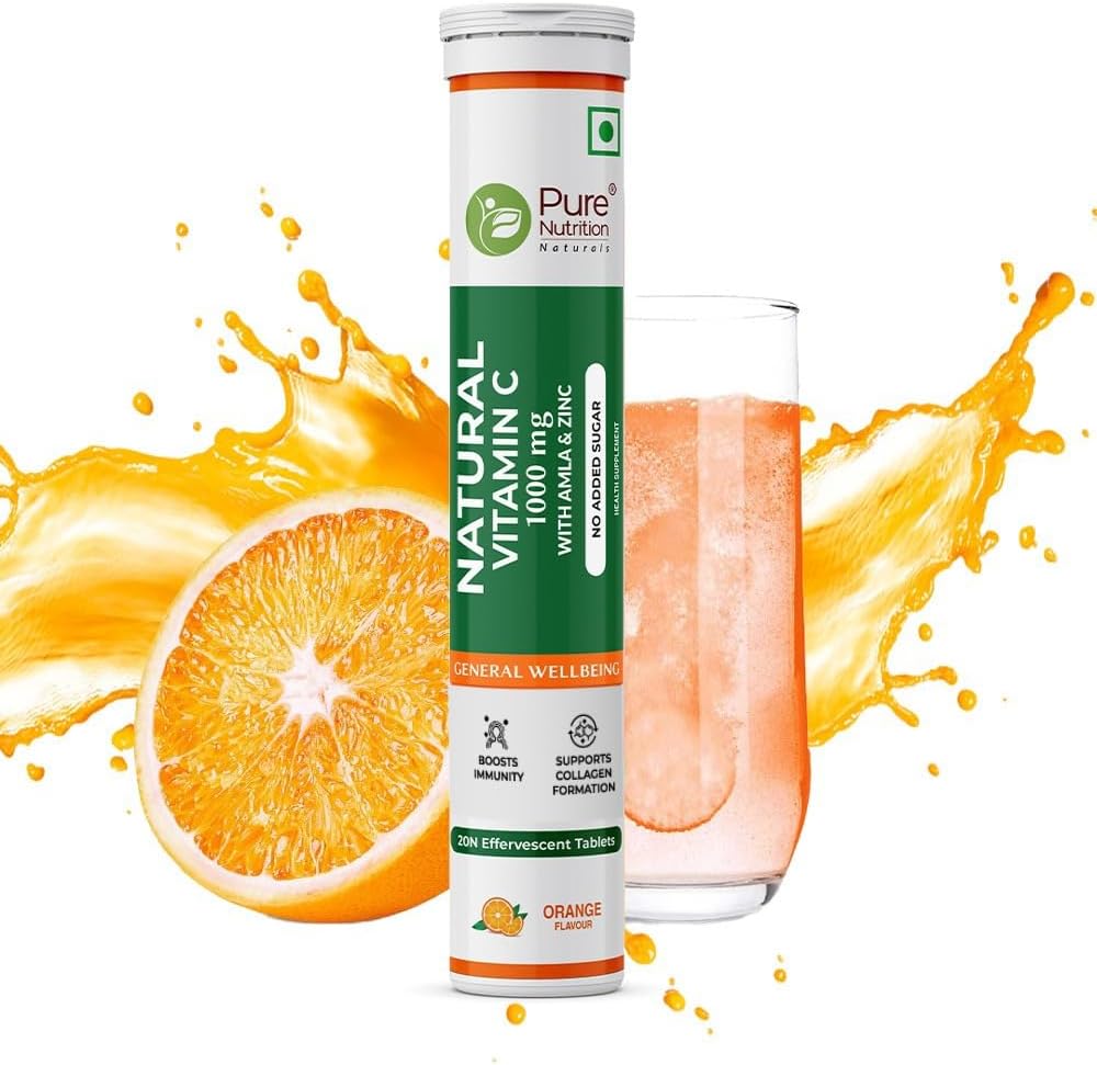 Pure Nutrition Vitamin C & Zinc Effervescent Tablets - 1000mg Amla Extract, Orange Flavour, 40 Tablets - görsel 2