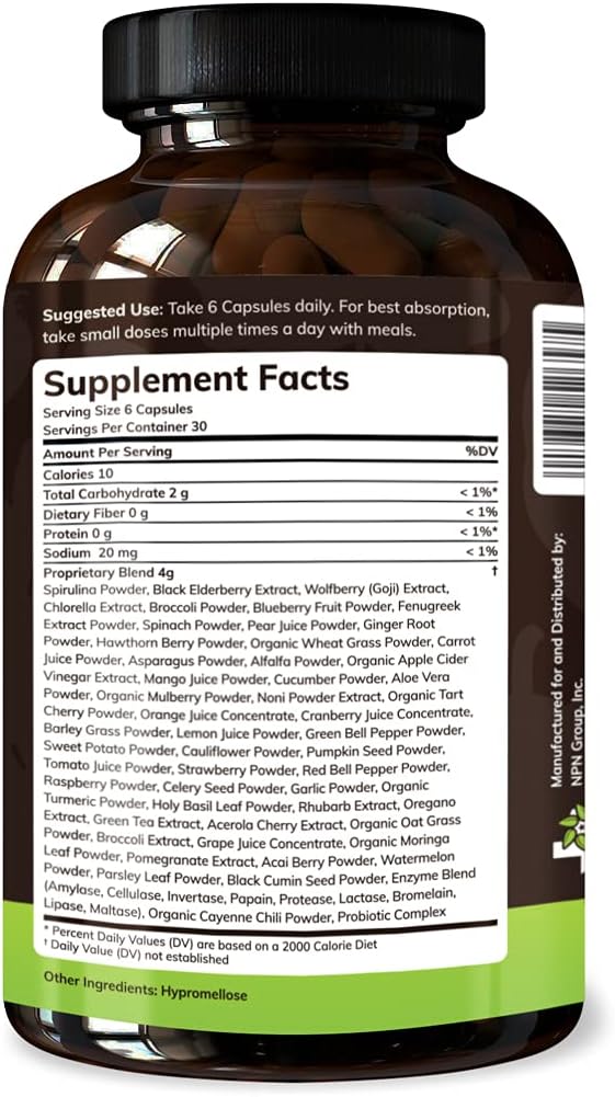 Texas SuperFood - Original Superfood Capsules, Superfood Reds and Greens, All-Natural Whole Food Dietary Supplement, Non-GMO, Gluten-Free, Vegan, No Soya, 180 Capsules - görsel 3