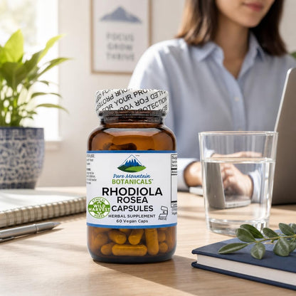 Pure Mountain Botanicals Rhodiola Rosea Supplement - 60 Capsules, 250mg - Standardised 3% Rosavins & 1% Salidroside - Vegan, – Image 9