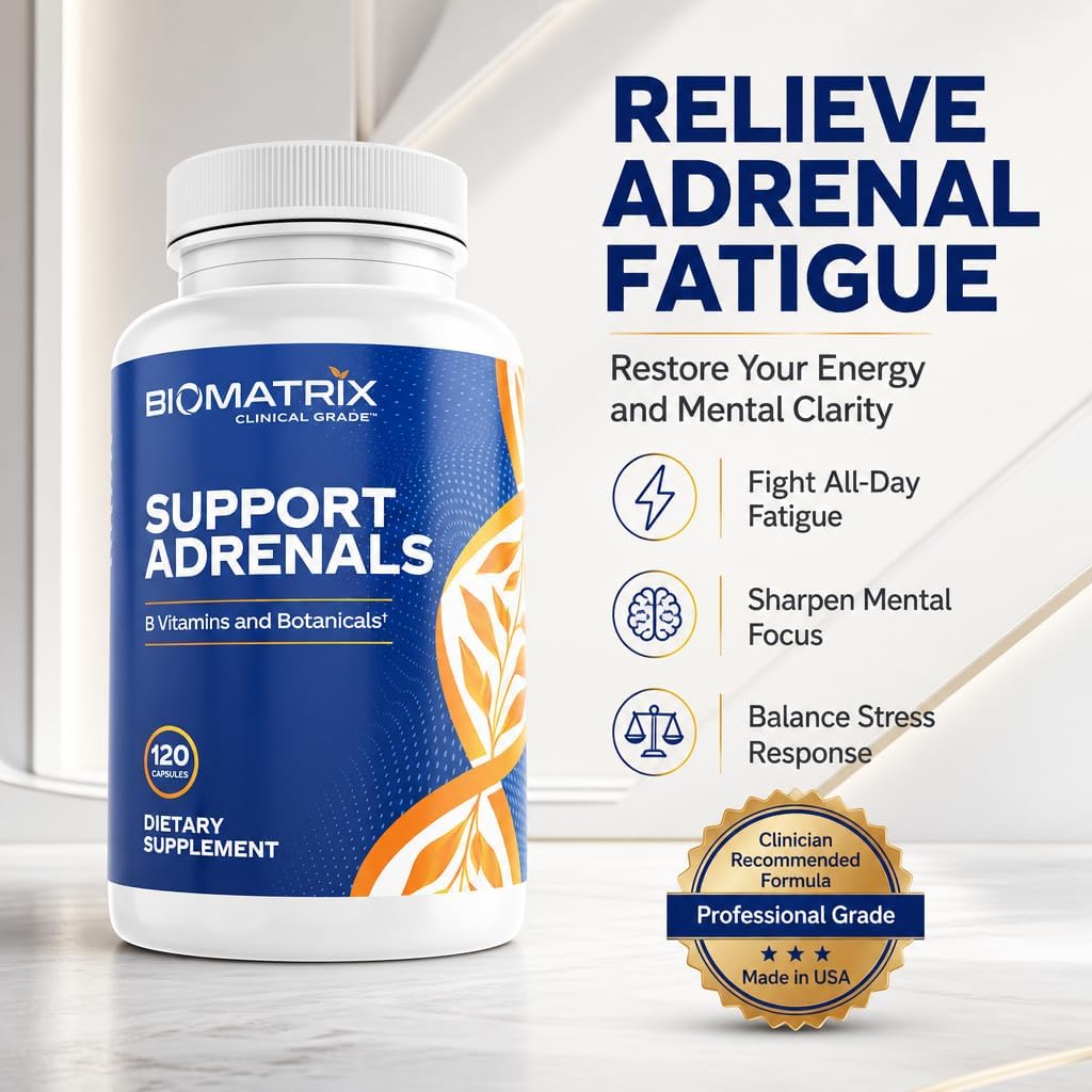 BioMatrix Adrenal Fatigue Supplement – Cortisol Manager with B Vitamins, 5-MTHF, Adaptogens, and HPA Axis Support (120 Veggie Caps) - görsel 7