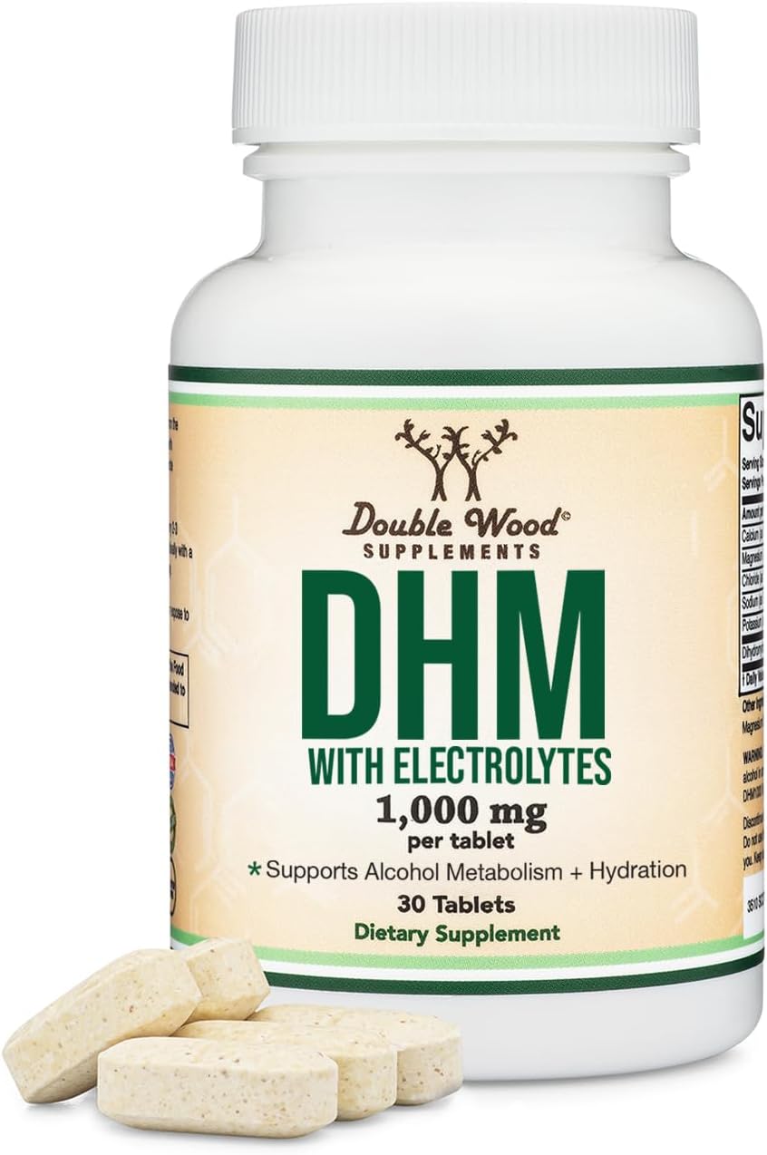 DHM1000 Dihydromyricetin (DHM) Tablets - 1,000mg per Tablet (30 Count) with Electrolytes by Double Wood - görsel 1