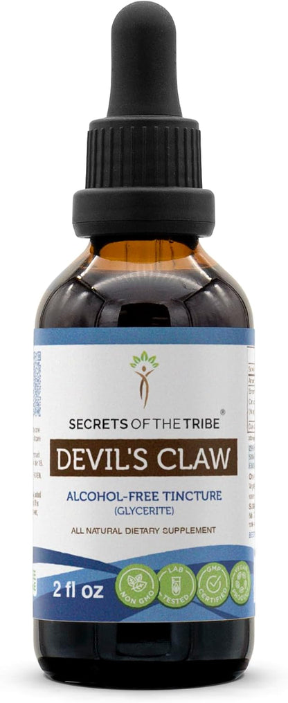 Secrets of the Tribe Devil's Claw Tincture Alcohol-Free Liquid Extract, Devil's Claw (Harpagophytum Procumbens) Dried Root 118 ml