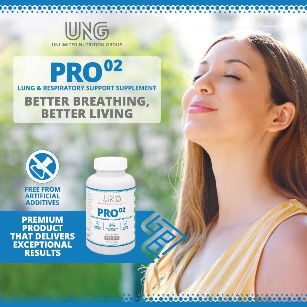 UNG Pro-O2 Lung & Respiratory Support Supplement - 725 mg, 60 Capsules - görsel 6