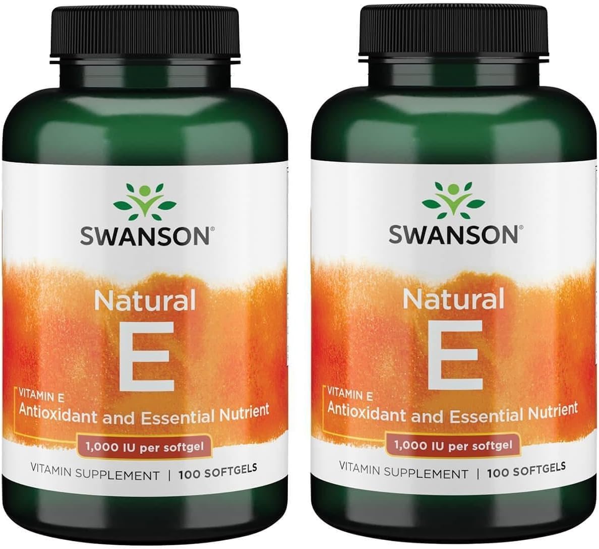 Swanson Vitamin E - Natural Vitamin Food Supplement Supporting Cell Protection - Natural Formula Delivering Essential D-Alpha Tocopherols - (100 Soft gel capsule Capsules, 1000 IU Each) (2 Pack) - görsel 1