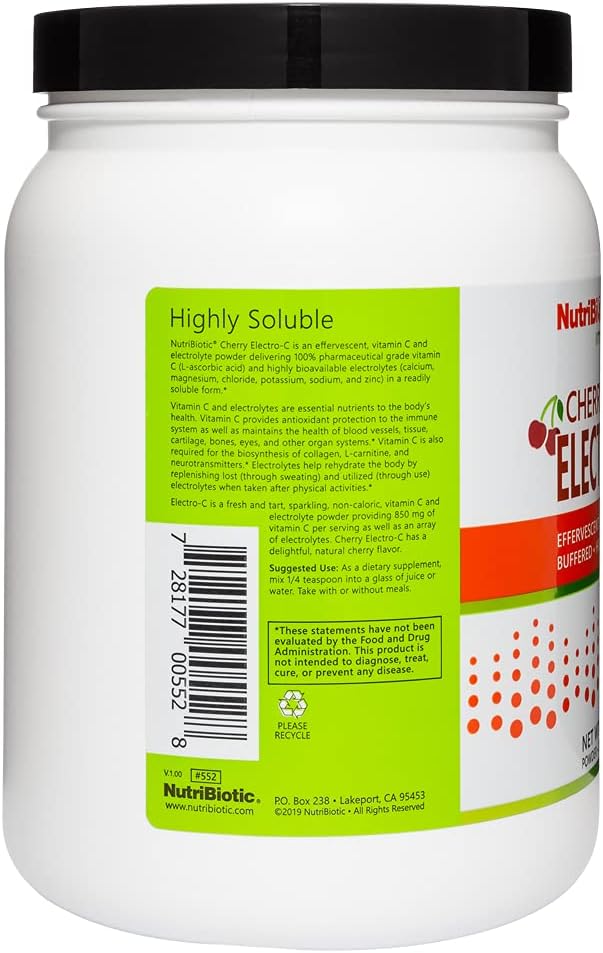 NutriBiotic Cherry Electro-C Vitamin C & Electrolyte Powder, 2.2 lb - görsel 2