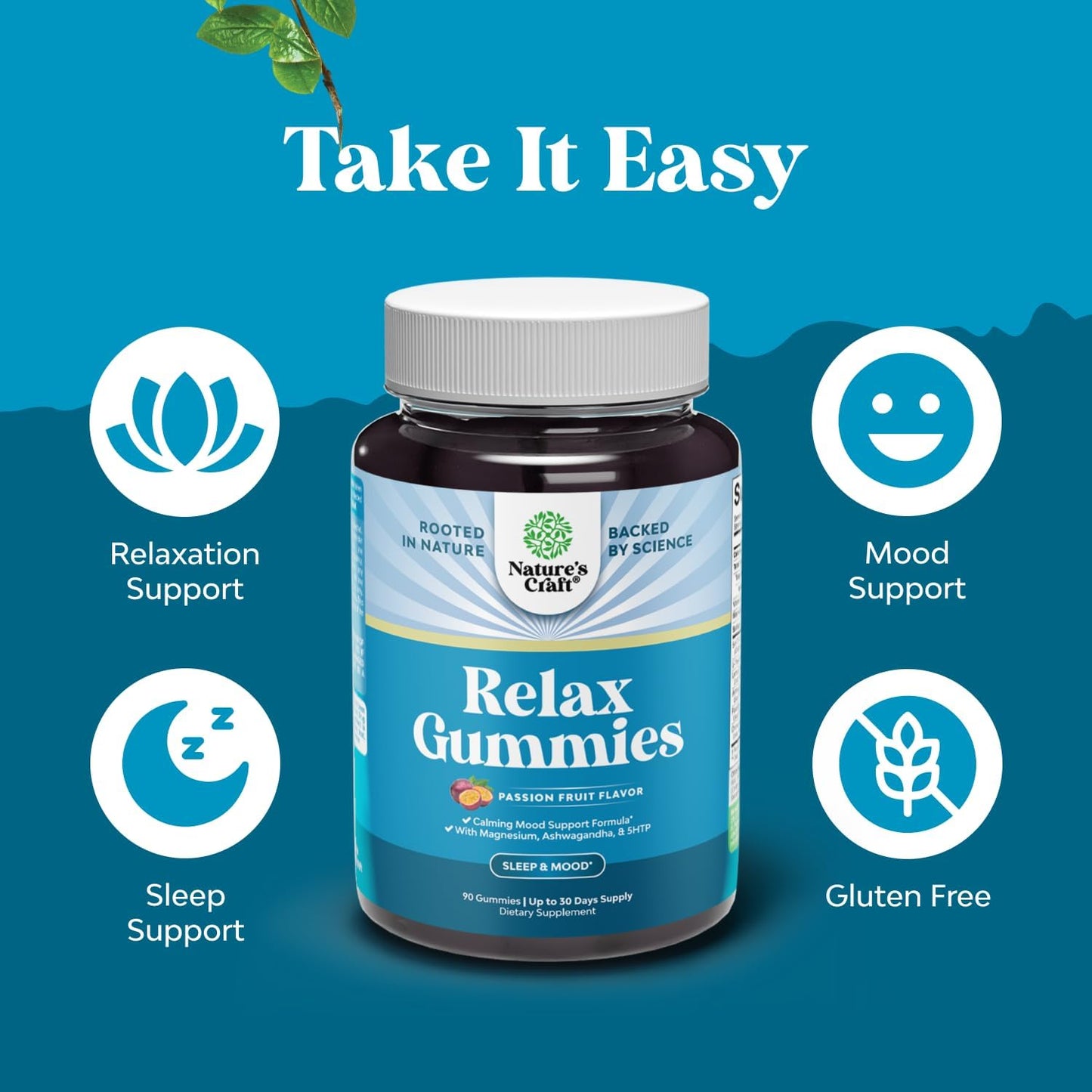 Pure Calm and Relaxing Magnesium Supplement – Magnesium for Stress Support & Rest Ease for Adults – High Absorption Mg Citrate Gummies with L Theanine & Ashwagandha for Muscle Cramps – 90 Count - görsel 4