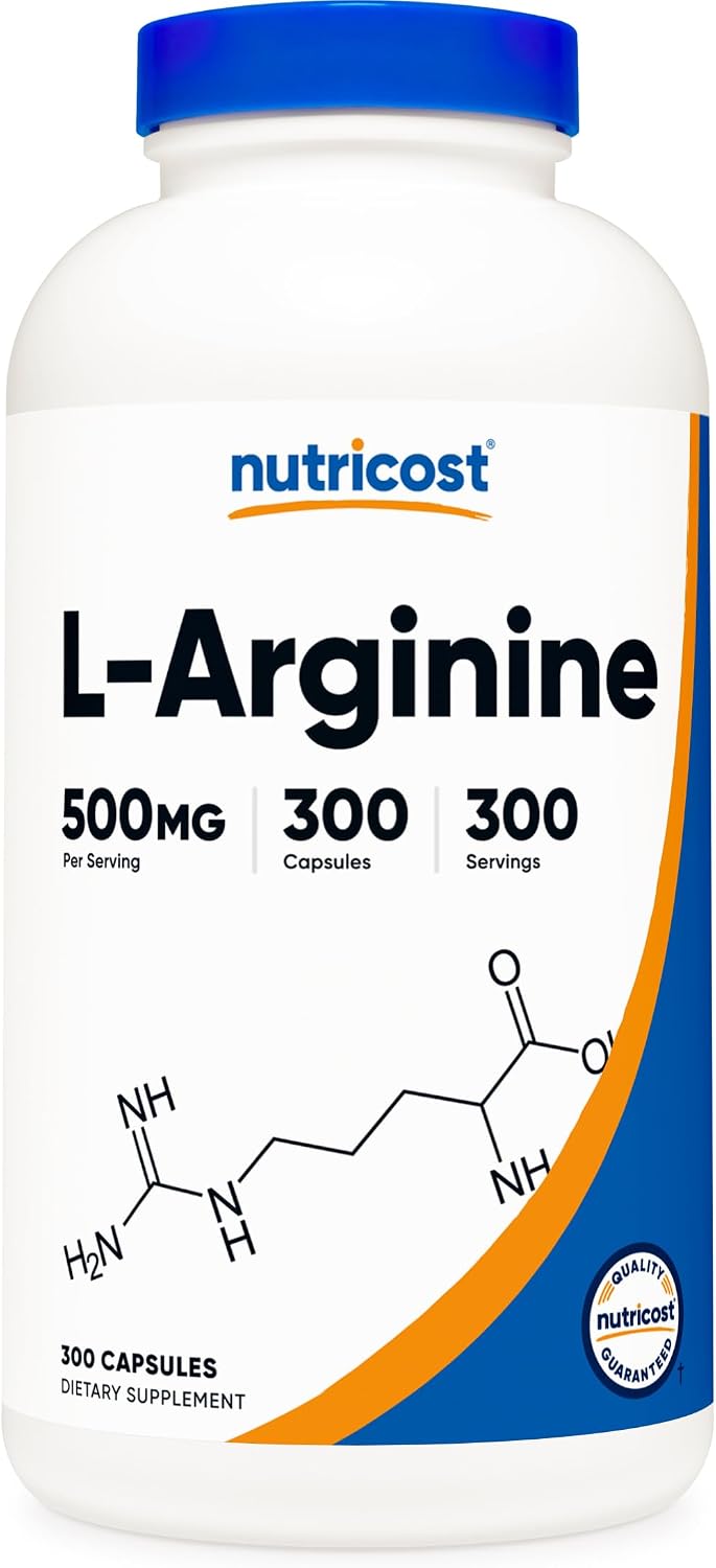 Nutricost L-Arginine 500mg, 300 Capsules - Gluten-free and Non-GM - görsel 1