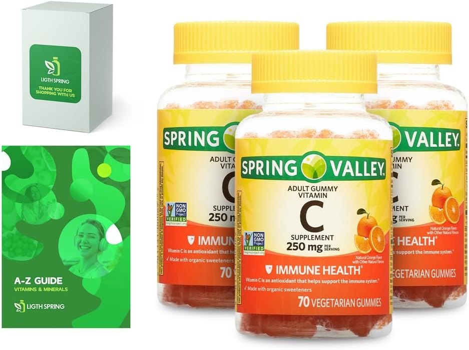 LightSpring Vegetarian Vitamin C Gummies for Adults, 250 mg, 70 Count (3-Pack) - görsel 1