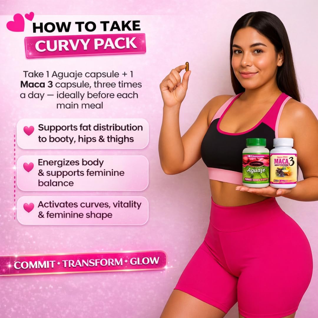 Curvy Pack – Aguaje + Maca 3 Capsules for Curves and Energy – 1 Month Supply - görsel 6