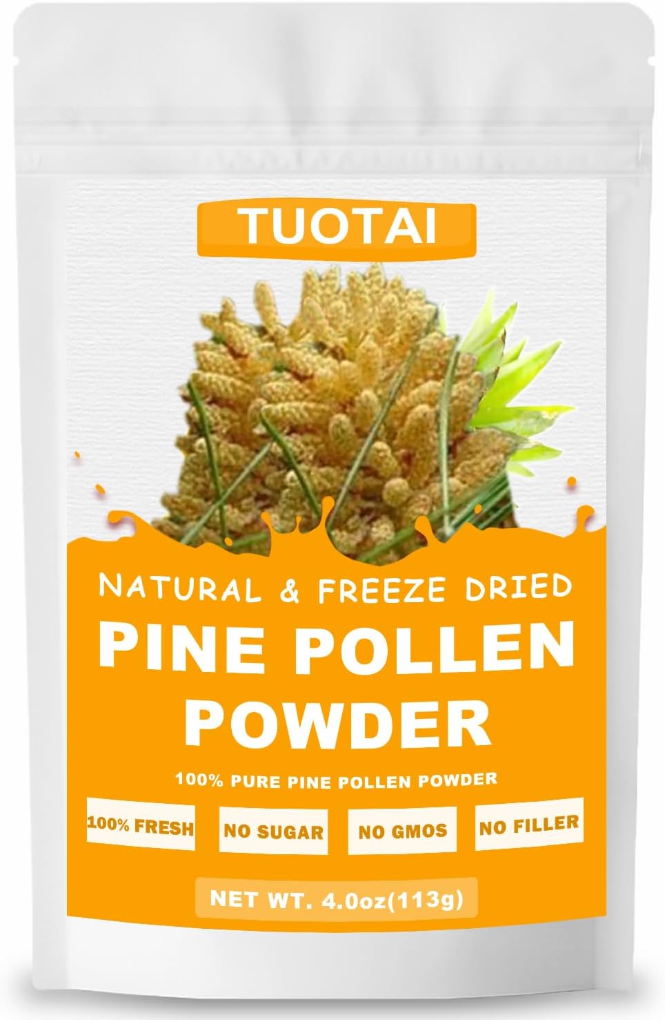 TUOTAI Premium Pine Pollen Powder, 100% Natural, Vegan, Non-GMO - görsel 1