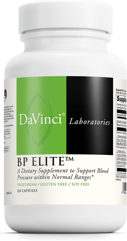 DAVINCI Laboratories BP Elite – Cardiovascular Support Formula with Magnesium, Vitamin C & Herbal Blend (120 Capsules)