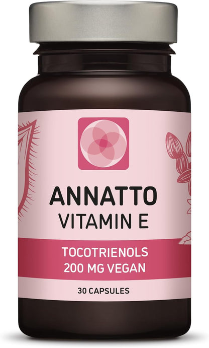 Annatto Tocotrienols Vegan Vitamin E Supplement - Tocopherol Free - 200mg - Non-GMO - 60 Capsules