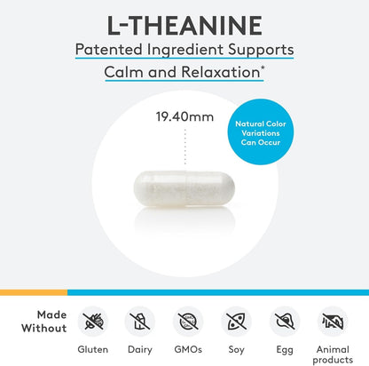 XYMOGEN L-Theanine – 400 mg as Suntheanine – Relaxation, Focus & Stress Support – Amino Acid Supplement – Non-Drowsy – Vegetarian, Non-GMO & Gluten-Free – 60 Capsules