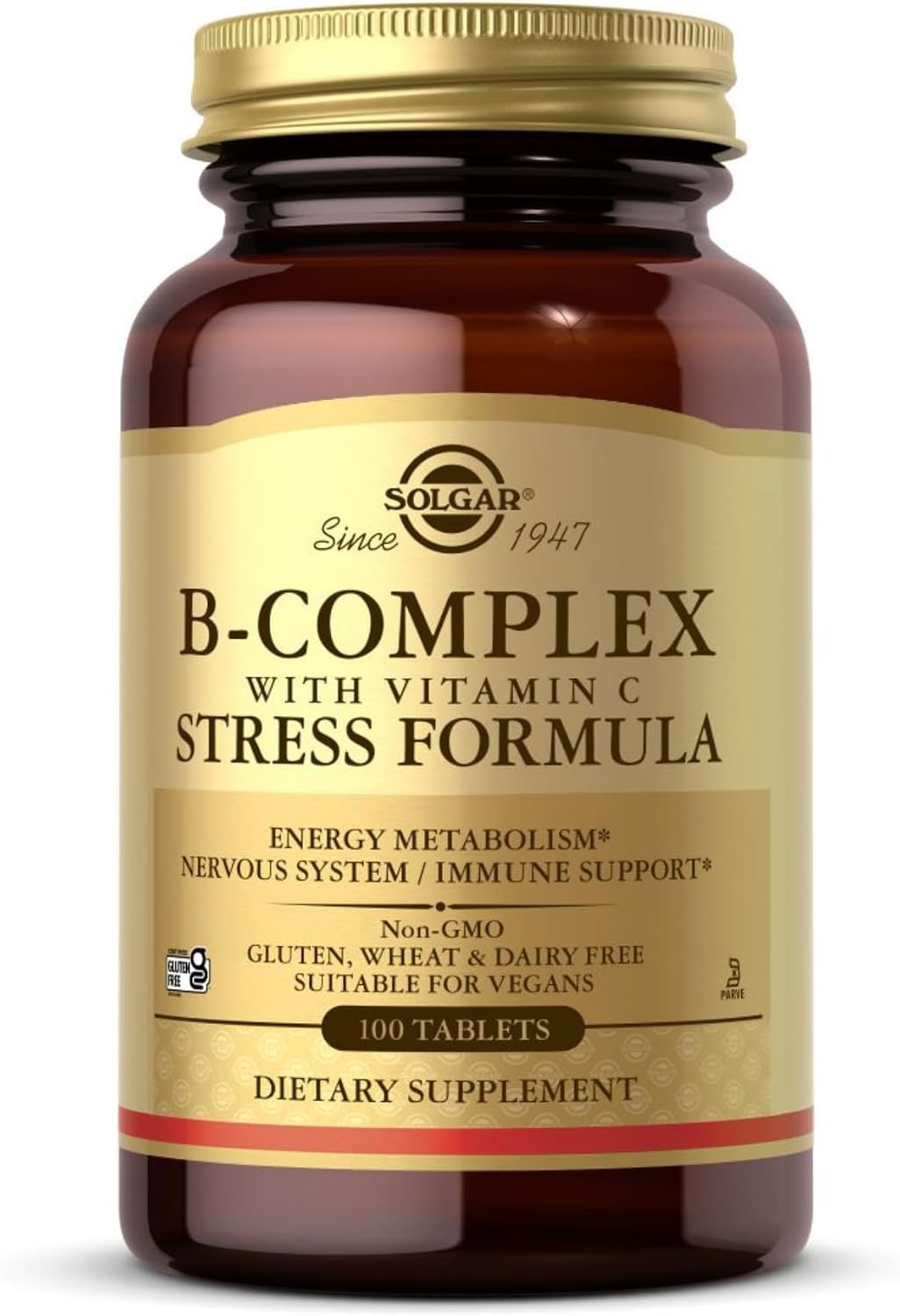 Solgar B-Complex with Vitamin C - 100 Tablets (50 Servings) - Non-GMO, Vegan, Kosher & Gluten Free - görsel 1