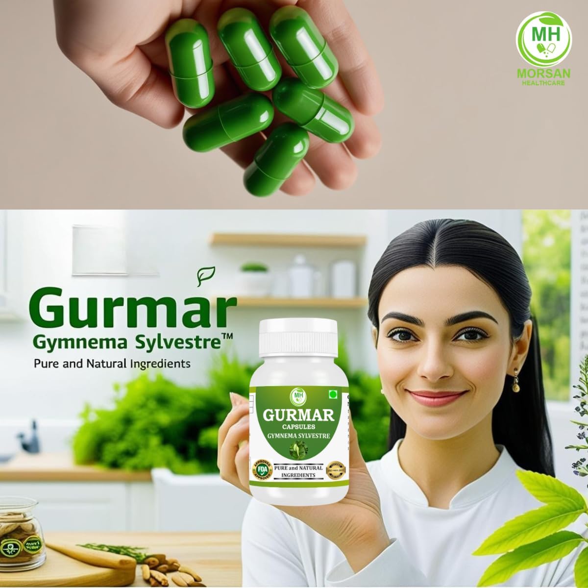 Morsan's Gudmar Extract (Gurmar) Capsules, Pack of 2 × 60 × 500 mg Veg. Capsules - görsel 6