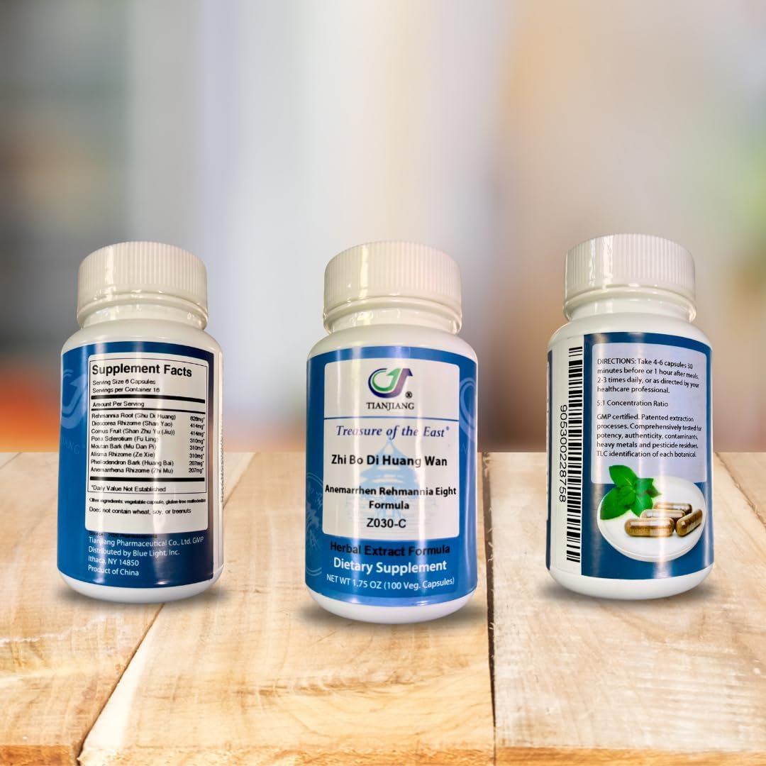 Treasure of the East, Anemarrhen Rehmannia Eight Formula - Zhi Bo Di Huang Wan (5:1 Concentrated Herbal Extract, 100 Capsules) - görsel 1