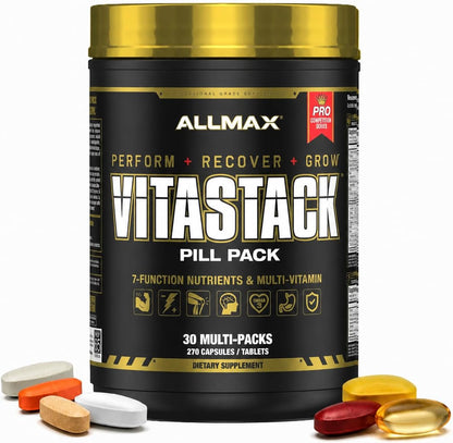 ALLMAX VITASTACK Multivitamin Sachets – 30 Daily Sachets with Omega-3, BCAAs & Enzymes