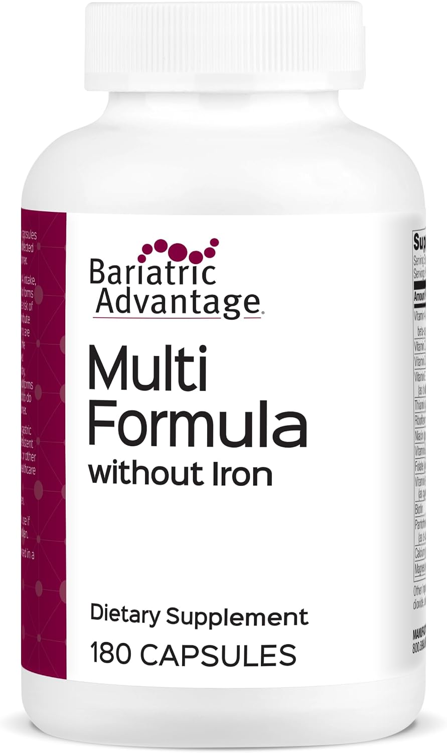 Bariatric Advantage Multi Formula without Iron, High Potency Daily Multivitamin for Bariatric Surgery Patients - 180 Capsules - görsel 1
