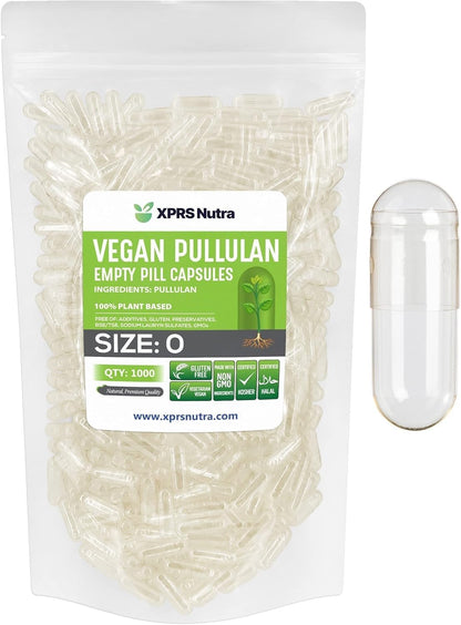 XPRS Nutra Size 0 Pullulan Empty Capsules - 100 Count