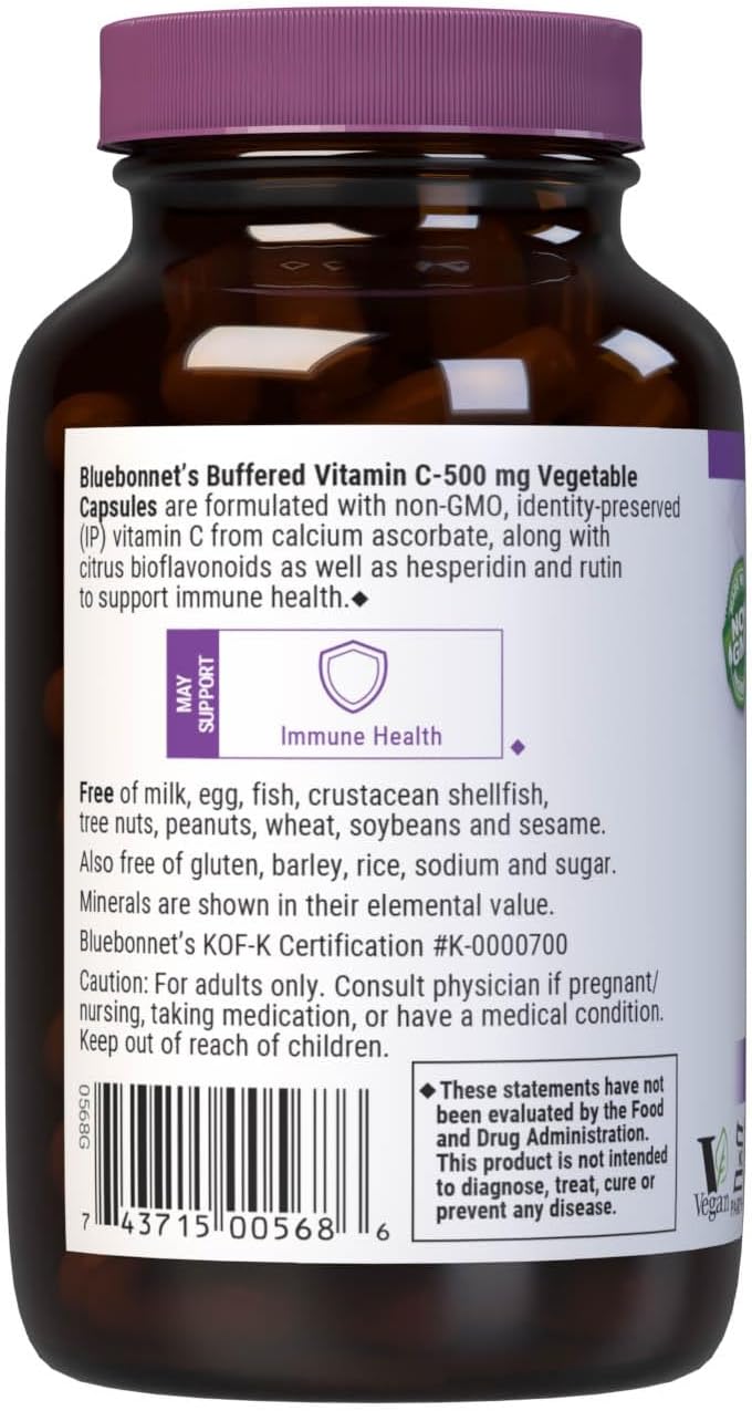Bluebonnet Buffered Vitamin C 500 mg Vegetable Capsules, 90 Capsules - görsel 3