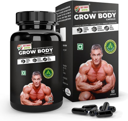 Grow Body (60 Capsules) - New Advanced Formula & 100% Herbal - by pharmacylife