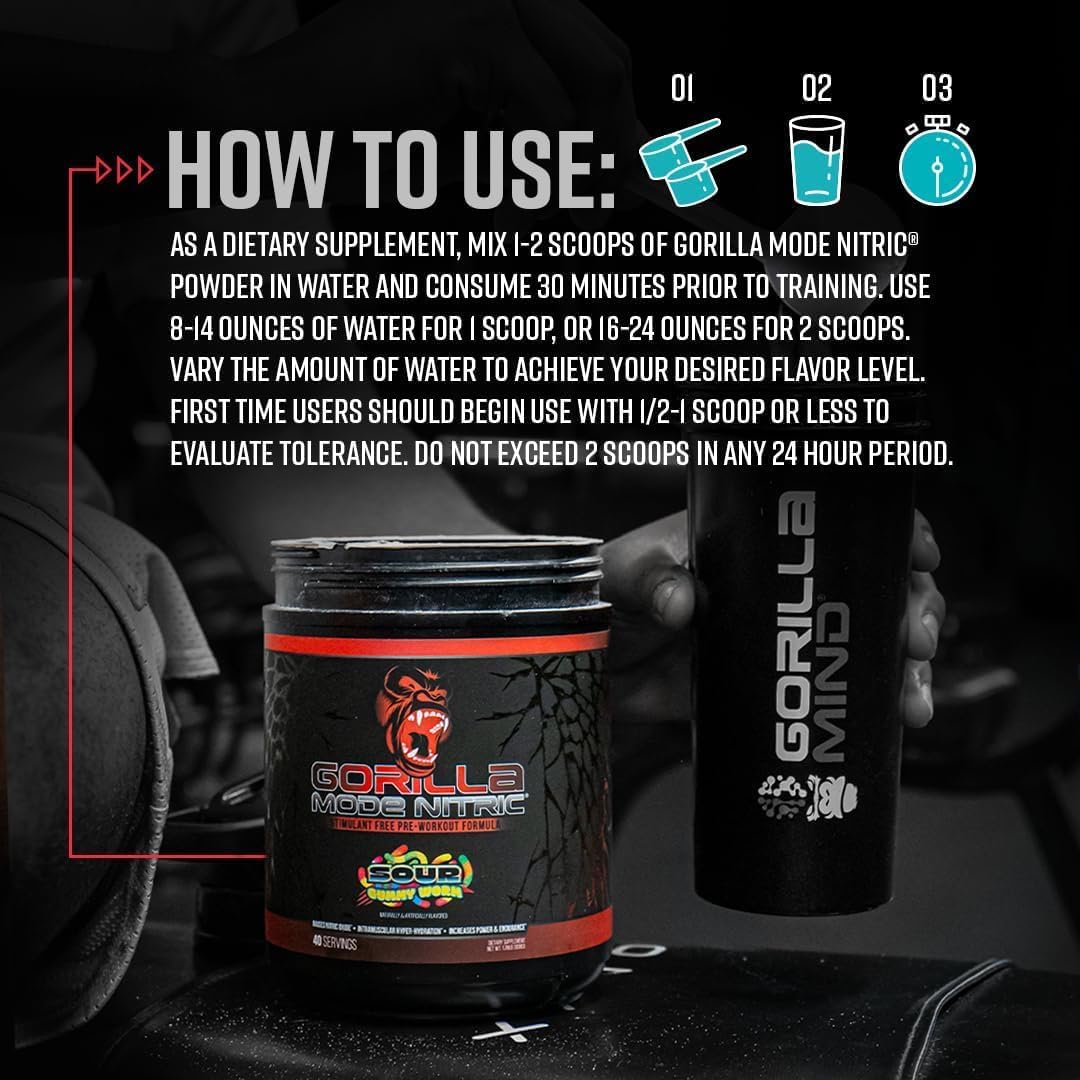 Gorilla Mode Nitric - Stimulant-Free Pre-Workout (Tigers Blood, 784g) - görsel 4