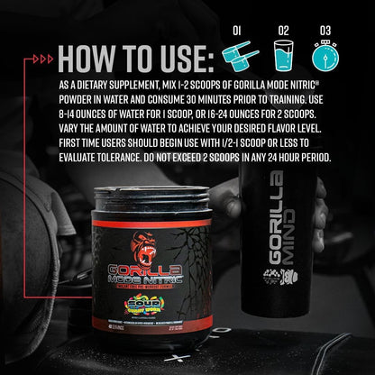 Gorilla Mode Nitric - Stimulant-Free Pre-Workout (Tigers Blood, 784g)