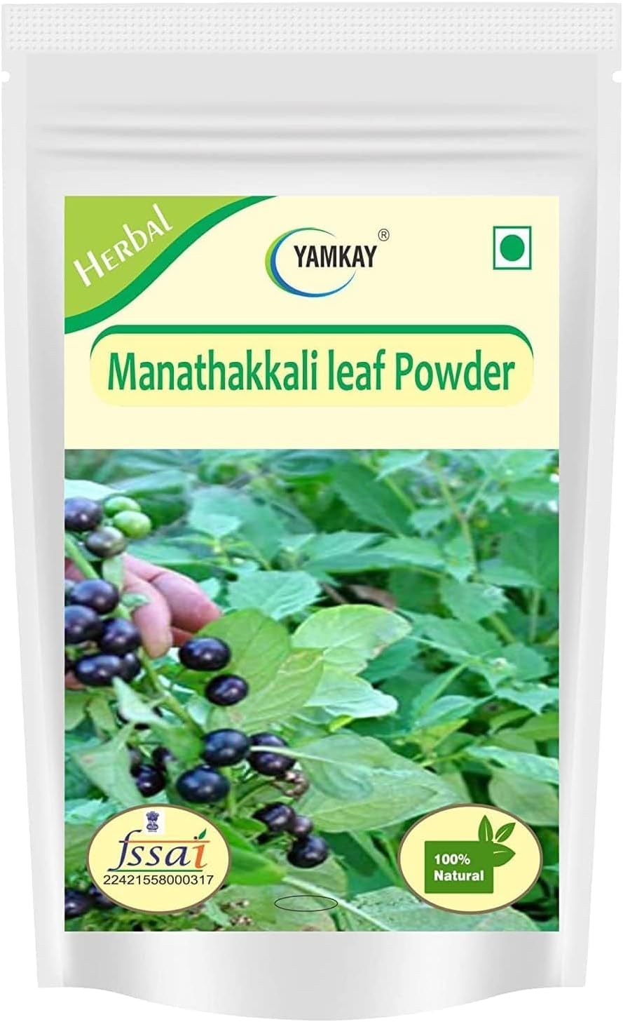 YAMKAY Organic Manathakkali Leaf Powder - Black Nightshade, Solanum Nigrum, 300g - görsel 1