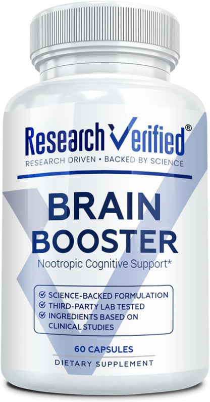 Research Verified Brain Booster – Nootropic Supplement for Memory and Focus – 60 Vegan Capsules