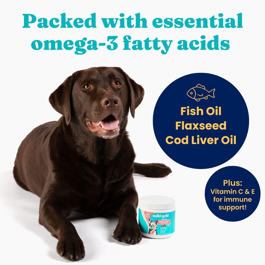 Solid Gold Omega-3 Fish Oil for Dogs Soft Chews - Chicken Flavoured - Skin & Coat Support with Vitamins C, E & Biotin - 120 Chews - görsel 2