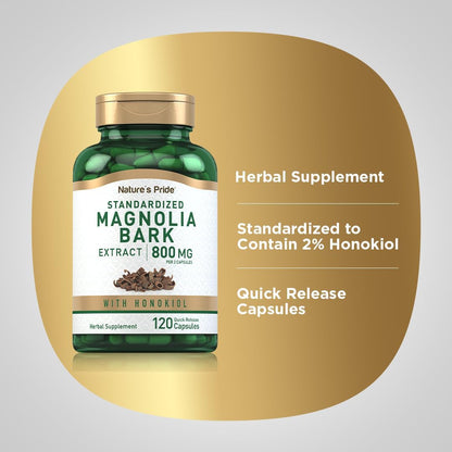 Piping Rock Magnolia Bark Extract 800mg | 120 Capsules | Standardised Herbal Supplement | with Honokiol | Non-GMO, Gluten-free