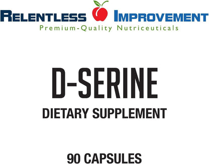 Relentless Improvement D-Serine – Amino Acid for Cognitive Support, Nerve Health & Mood Balance – 90 Veg Capsules, 700mg