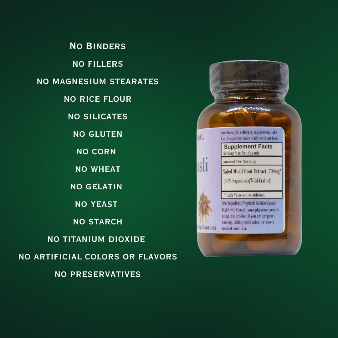 Barlowe's Herbal Elixirs Safed Musli | Chlorophytum borivilianum Extract | 700 mg Per Capsule | 60 Vegetarian Capsules - görsel 5