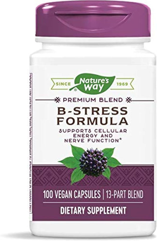 Nature's Way B-Stress Formula B-Complex Food Supplement, 100 Vegan Capsules (Pack of 2)