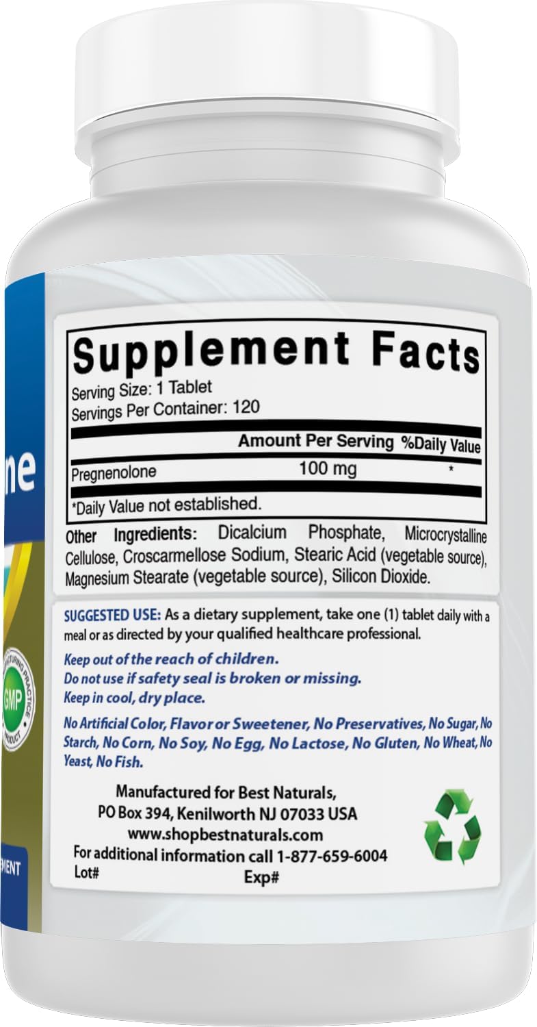 Best Naturals Pregnenolone 100 mg 120 Tablets - görsel 6