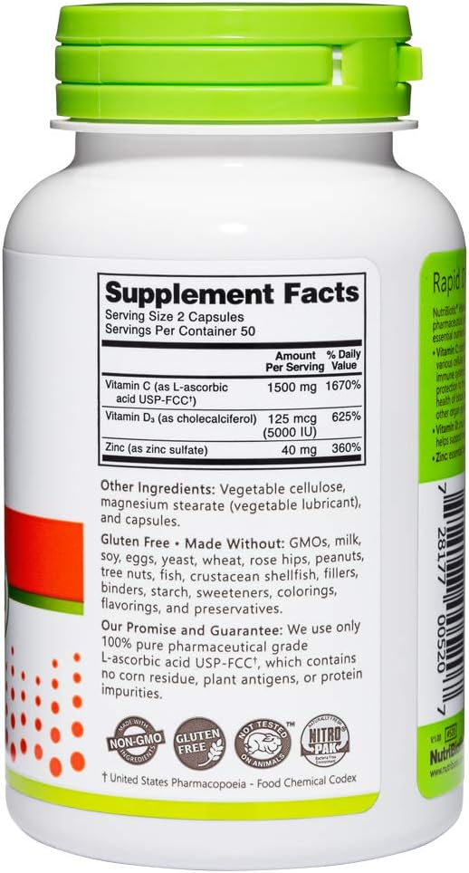 NutriBiotic – Vitamin C + Vitamin D3 & Zinc, 100 Capsules - görsel 5
