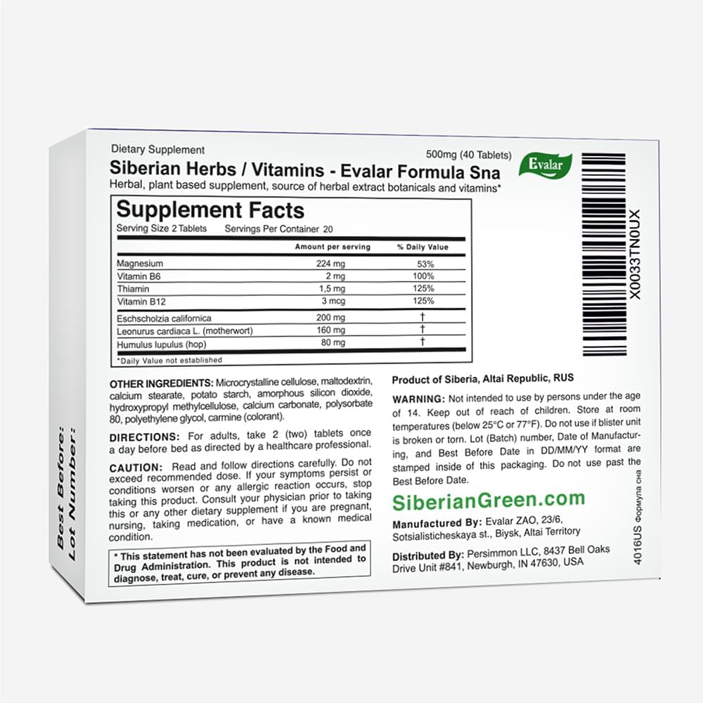 Evalar Siberian Herbal Formula – 40 Tablets, 500mg - görsel 2
